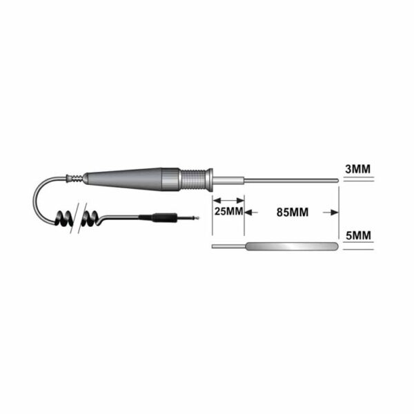 TME-PTCA12-C- Thermistor Flat Food Pallet Probe with Connector Drawing